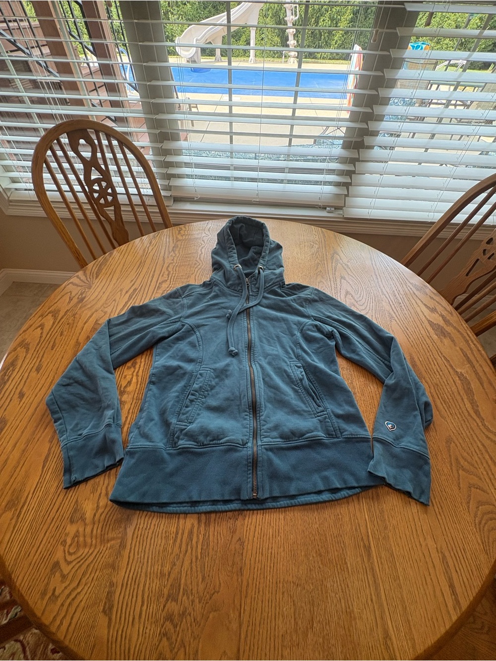 KUHL Hoodie Womens M Medium Teal Blue Full Zip Gorpcore Outdoor Layer Jacket